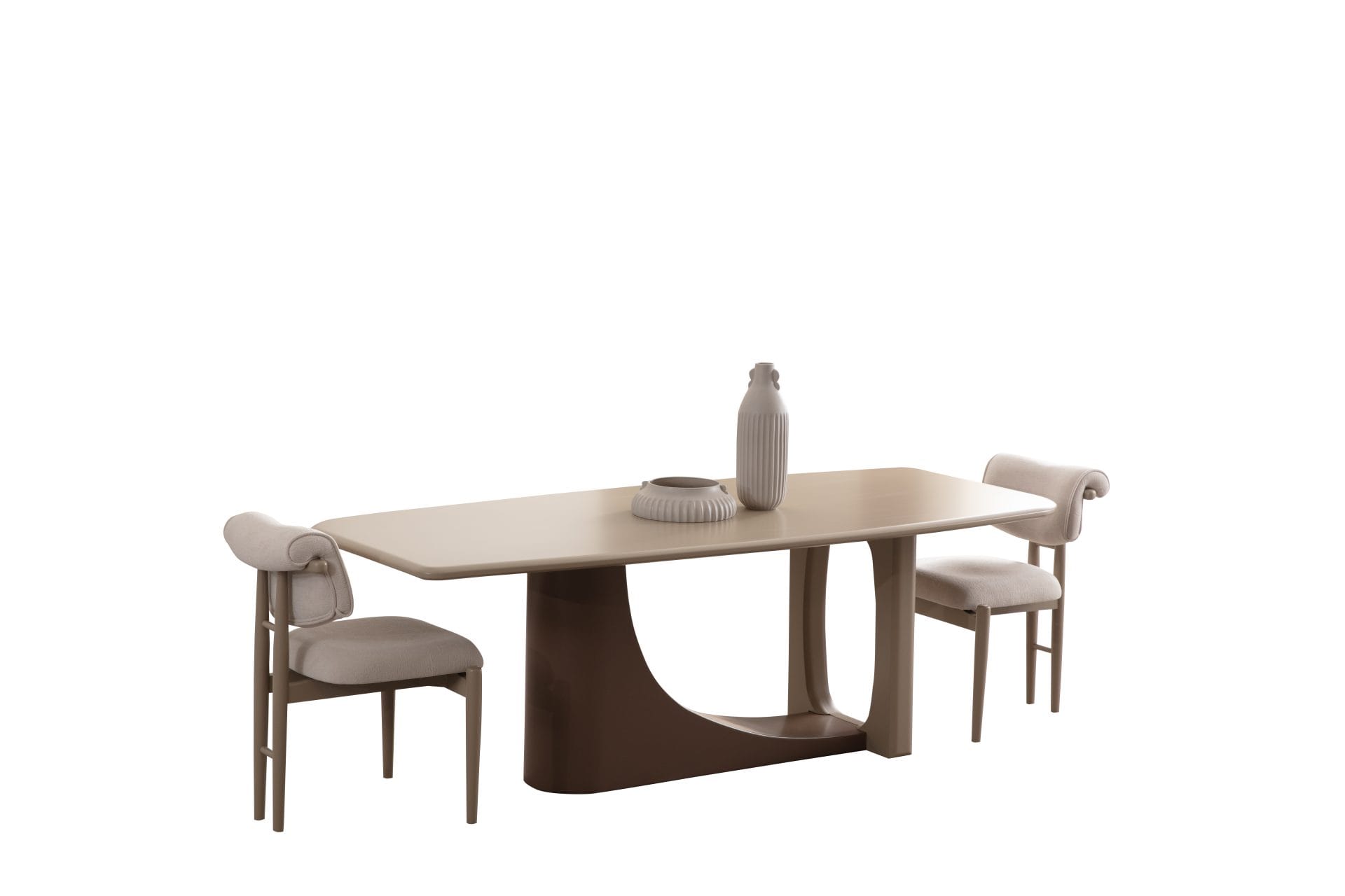 Luksusowe Krzesło Tapicerowane ASTORIA DINING – walcowate oparcie, szerokie siedzisko 63 cm, drewniana podstawa - obrazek 4