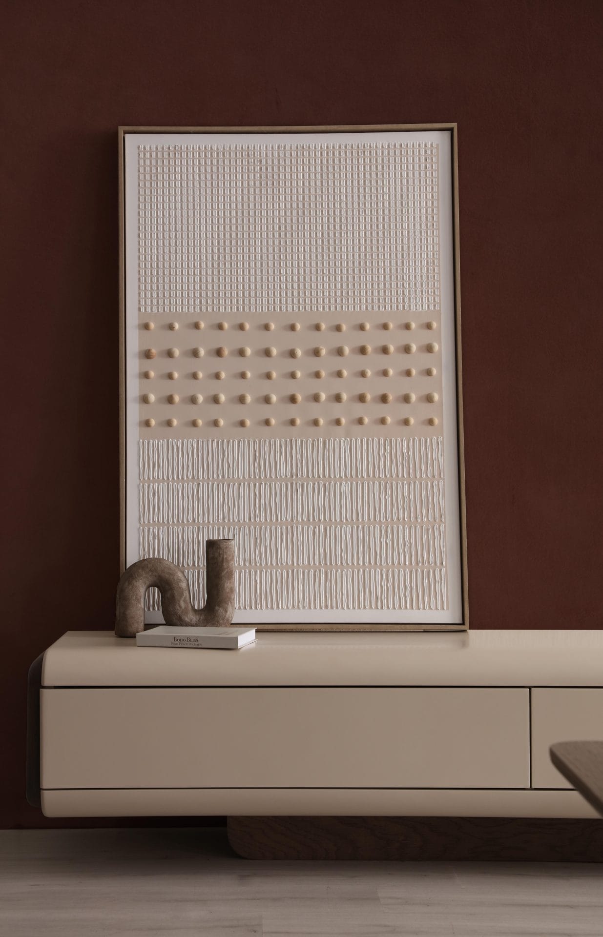 Monumentalna Szafka RTV LUNAR TV UNIT – 291 cm, obła rama, 500L, Push-to-Open - obrazek 8