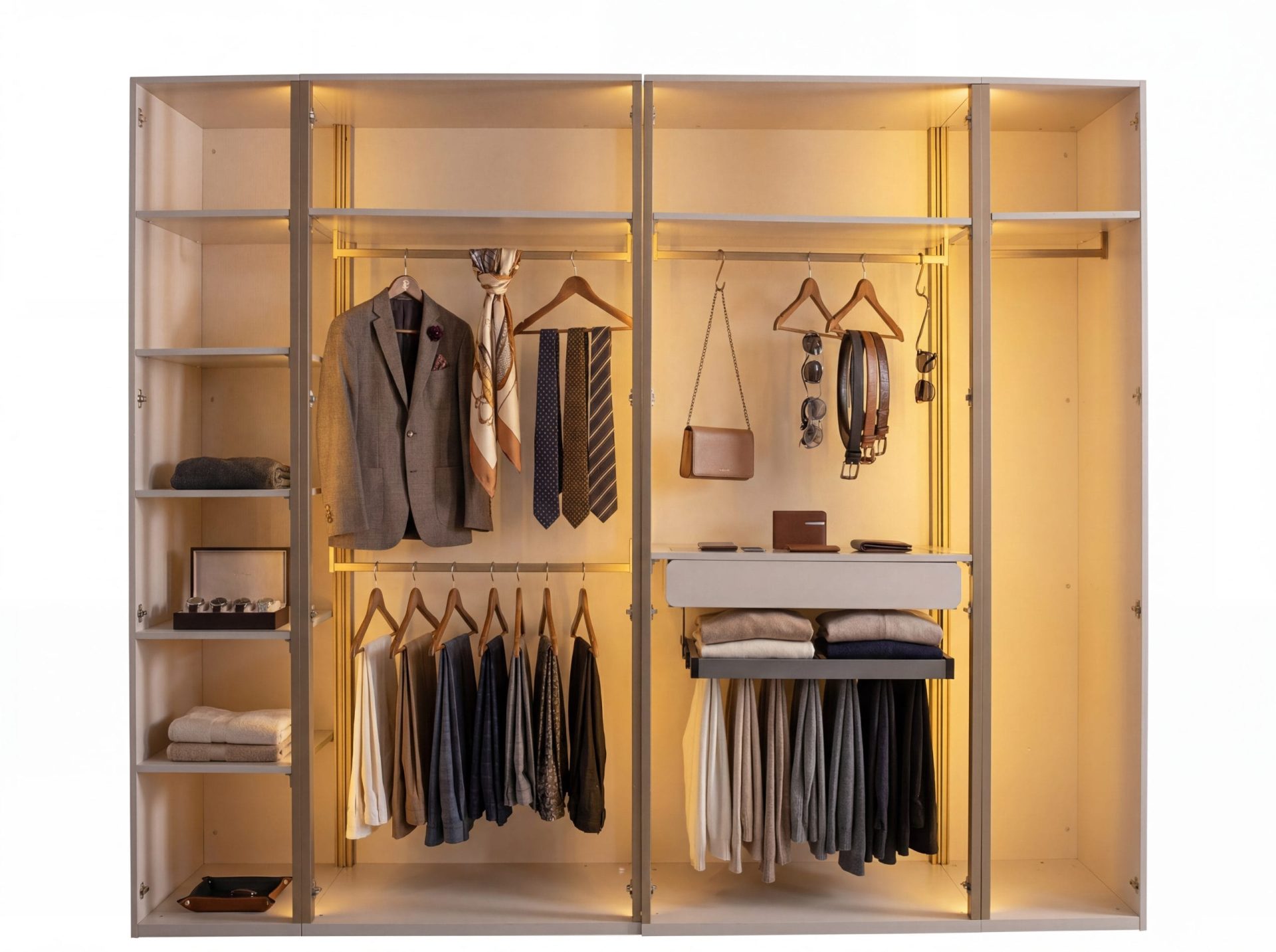 Luksusowa Szafa Modułowa LUNAR WARDROBE – przeszklone fronty, oświetlenie LED, wys. 230 cm - obrazek 4