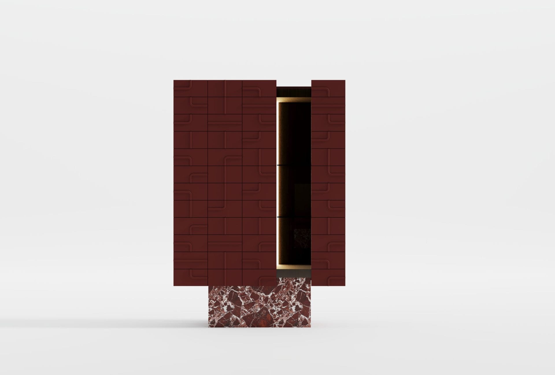 Witryna NAZU Showcase – szerokość 100 cm, wysokość 142 cm, fronty 3D wiśnia/rubin, podświetlenie LED - obrazek 5