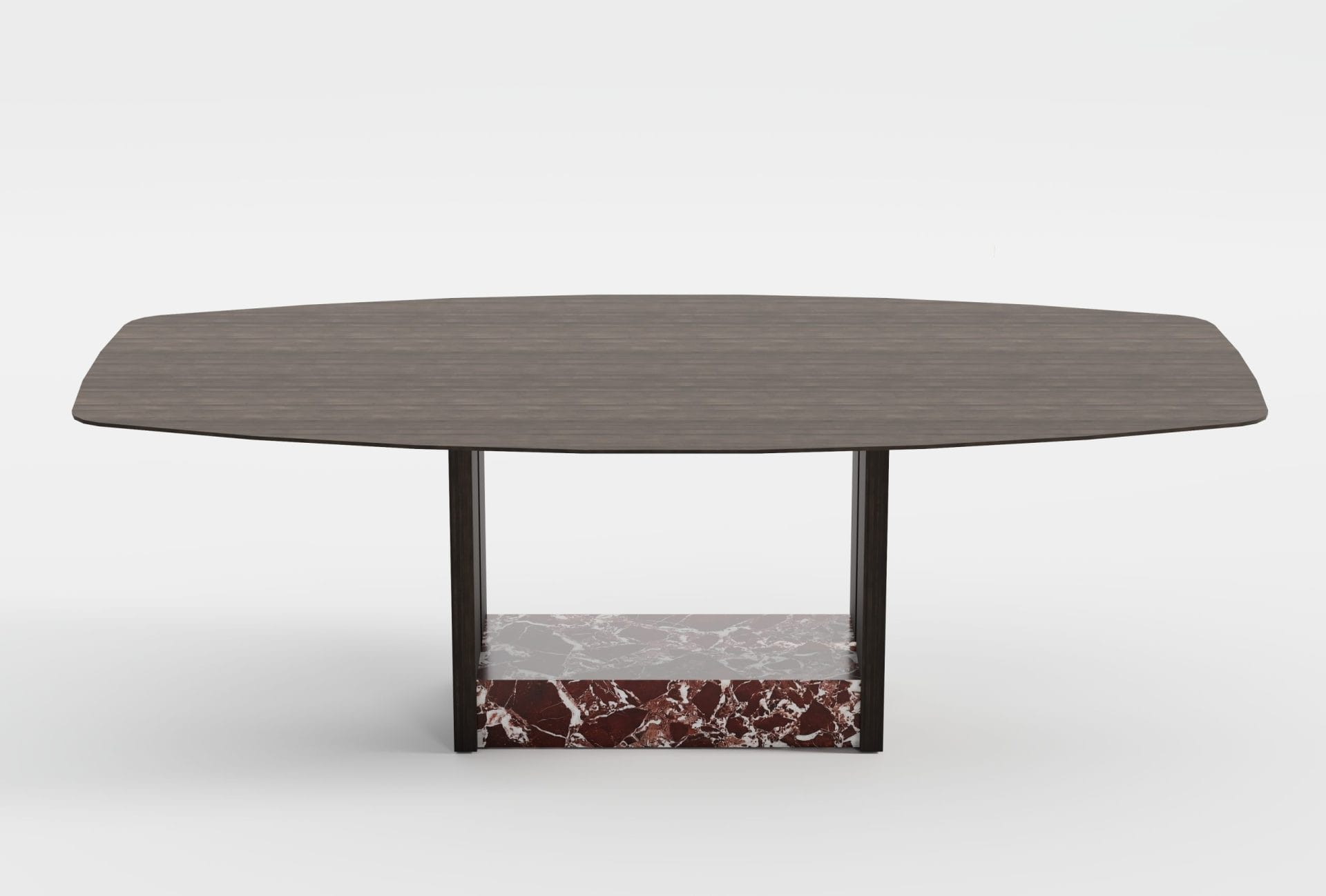 Stół Jadalniany NAZU – blat 240x120 cm, szlachetne ciemne drewno, akcenty z kamienia bordowego - obrazek 6