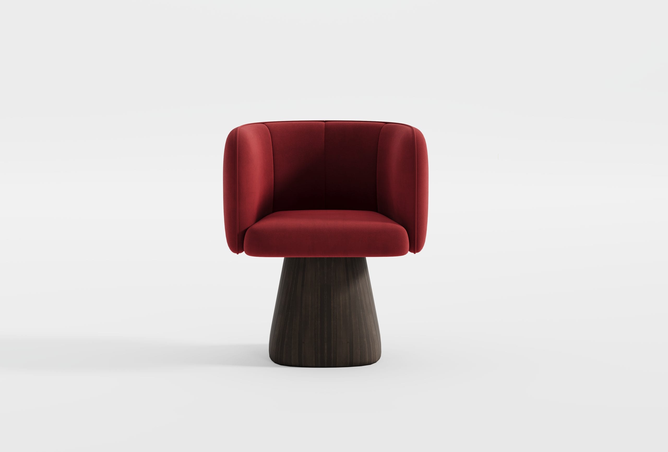 Krzesło NAZU WOODEN – tapicerka wiśniowy velvet Easy Clean, podstawa z ciemnego drewna, szerokość 66 cm - obrazek 5