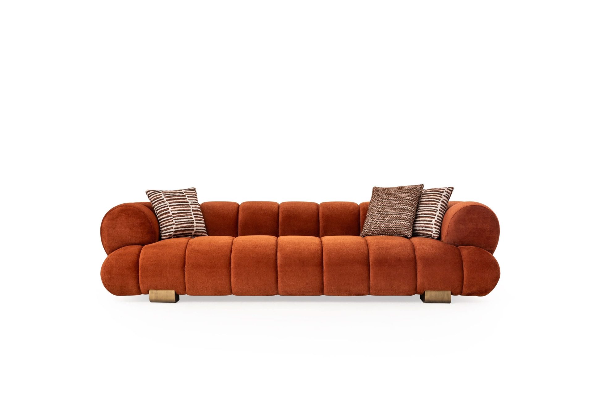 Sofa 4-osobowa MOON LIFE – detale ze skóry bydlęcej AMAZON FR, szerokość 270 cm, segmenty chmurowe - obrazek 20