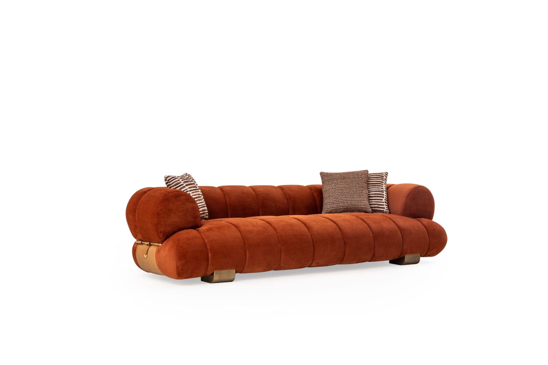 Sofa 4-osobowa MOON LIFE – detale ze skóry bydlęcej AMAZON FR, szerokość 270 cm, segmenty chmurowe - obrazek 19