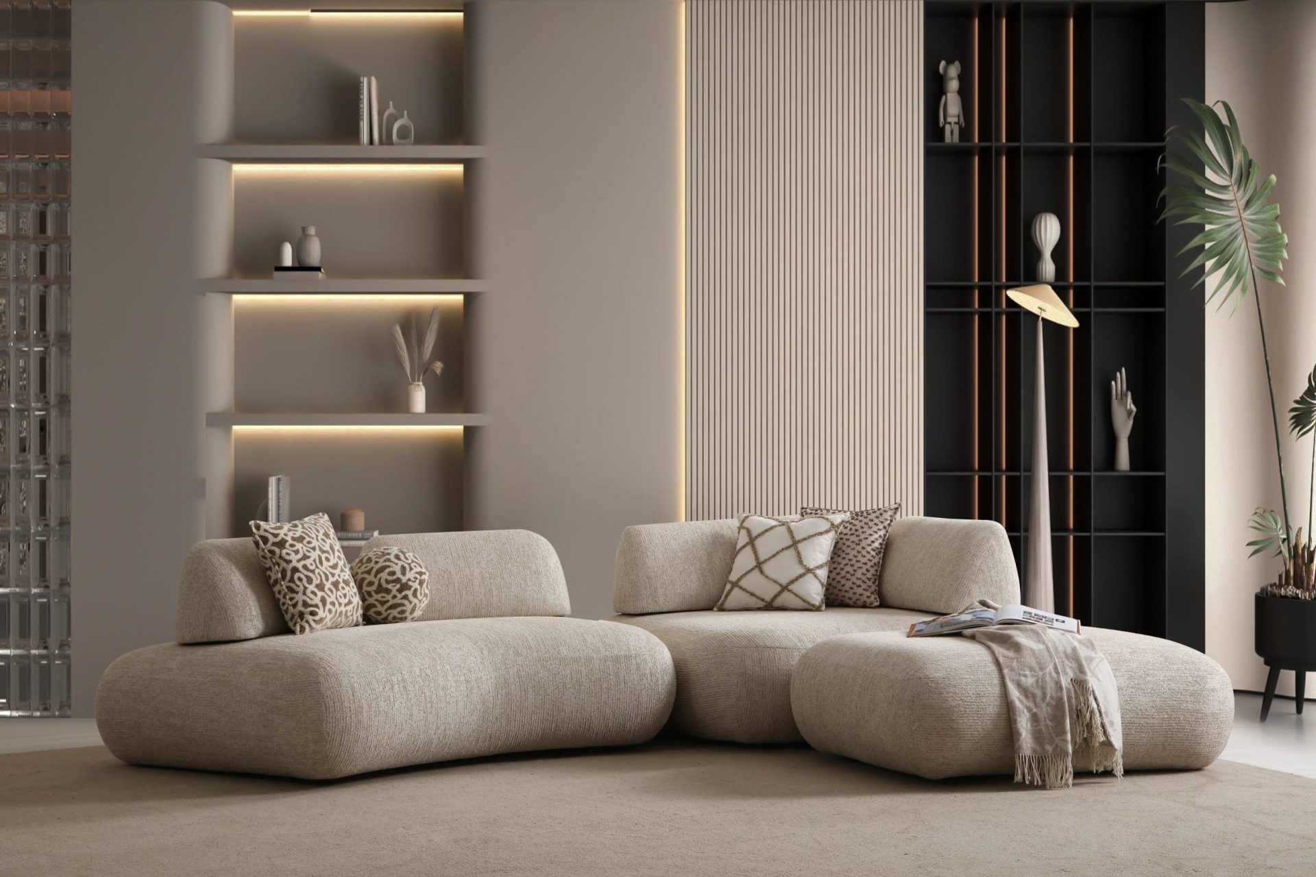 Narożnik Modułowy NORA – linia Modern Organic, głębokość 120 cm